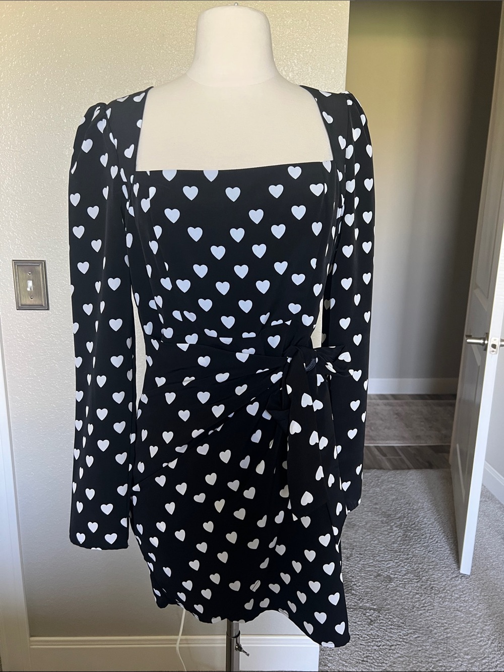 Wrap heart polka dot dress